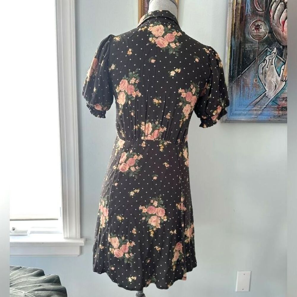 American Eagle AE Floral Polka Dot Puff Sleeve Grey Shirt Dress size XS - Picture 3 of 9